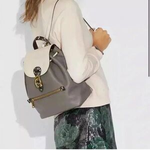 Coach Two-Tone Gray and Cream Backpack